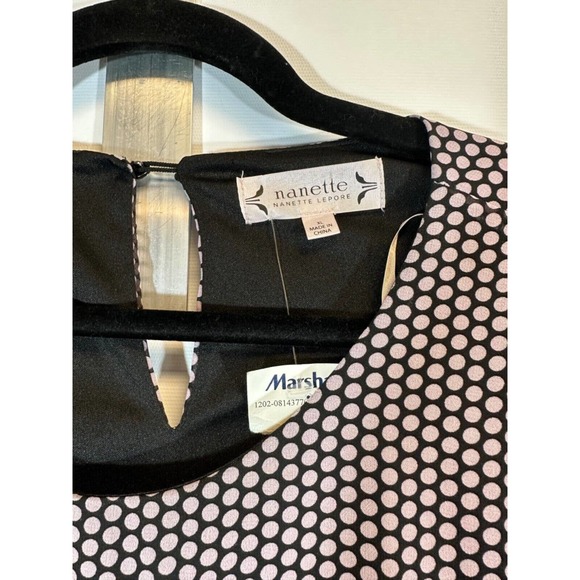 Nannette Lepore Black and Light Pink Polka Dot Print Women's Top - Picture 3 of 6